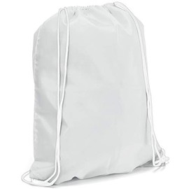 eBuyGB Unisex's Reusable Polyester Drawstring Backpack, Gym Rucksack, School Sport, PE Kit, Book Bag, White, 34 x 42 cm