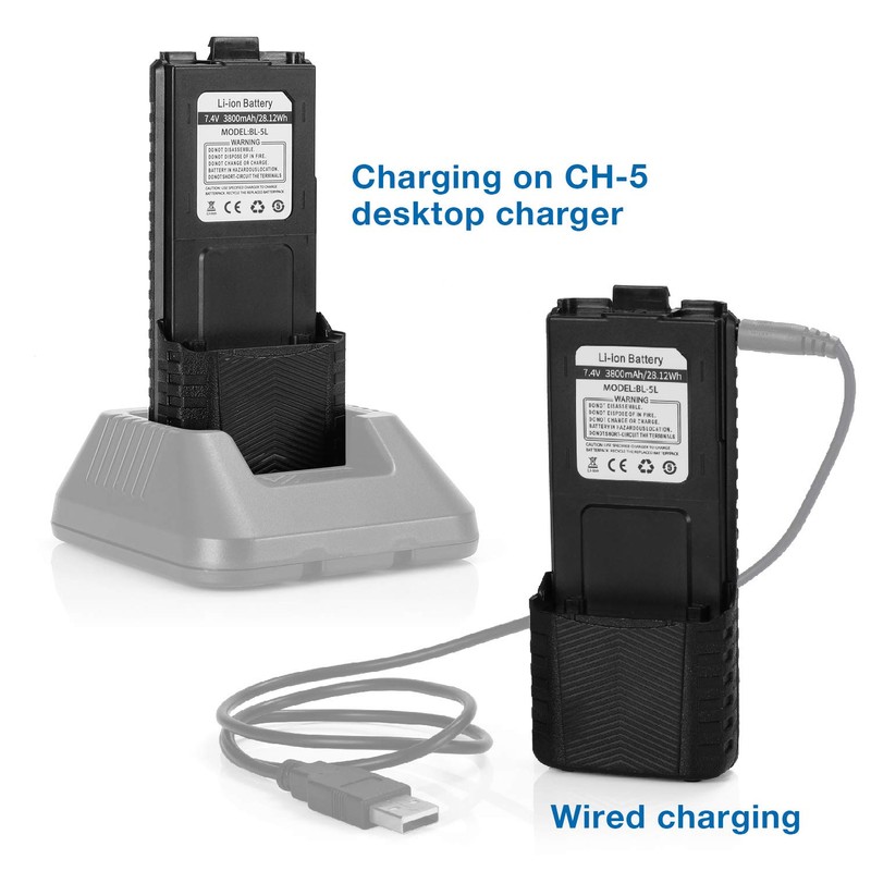 BAOFENG BL-5L 3800mAh Extended Battery Compatible with UV-5R UV-5RTP UV-5R