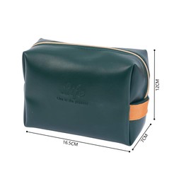 Shiwaki Makeup Bag for Purse PU Vegan Leather Travel Cosmetic Pouch Toiletry Bag for Women Gifts Portable Water-Resistant Daily Storage(Dark green)