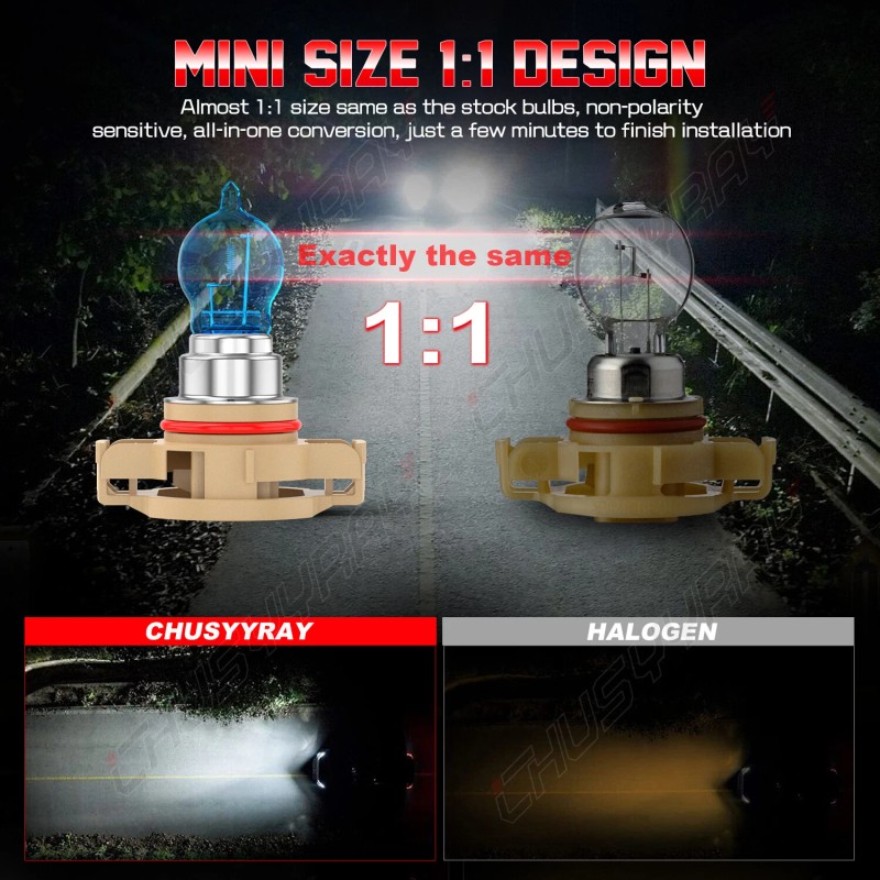 CHUSYYRAY Halogen PS24W 5202 H16 55W 5000K White Two Bulbs