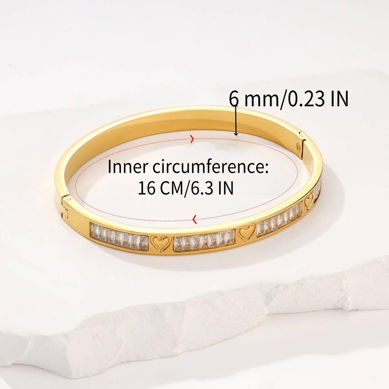 MILAKOO 14K Gold Plated Stainless Steel Bracelets Distance Love Rhinestone