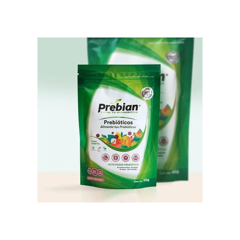 Prebióticos Polvo Sabor 150g Gluten Fibra Vegana Prebian
