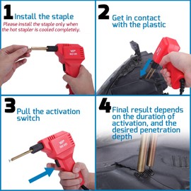 WEP 960-V85 High Power Plastic Welder Kit with LED Lights with 200 Hot Staples and Pliers for Thick Plastic Car Bumper Plastic Welding, Plastic Gas Tank Repair, a Great Automotive Tools for Mechanics