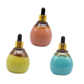 Mikinona 3pcs Refillable Ceramic Essential Oil Bottles with Dropper Travel Accessories for Liquids Comfortable Touch Lightweight and Portable
