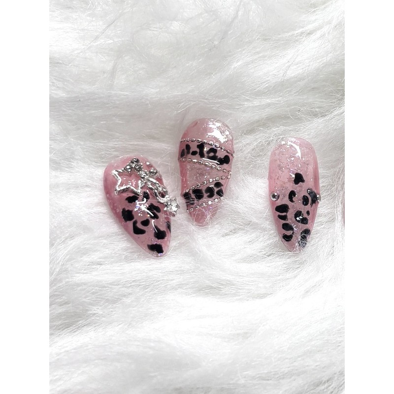 Gyaru Hopi Nail Tips - Coffin / 갸루 호피 네일팁