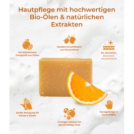 Nature Cosmétique® Sea Buckthorn Orange Soap for Hands & Body - Handmade Natural Soap - Moisturising & Skin Care - Vegan, Palm Oil Free - Made in Germany