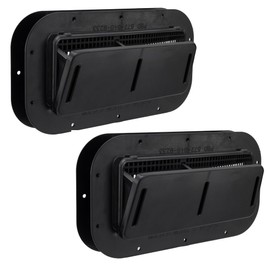 RecPro Trailer Two Way Plastic Vent | Trim Ring | Built-in Screen | 3 Adjustable Heights (2 Pack, Black)