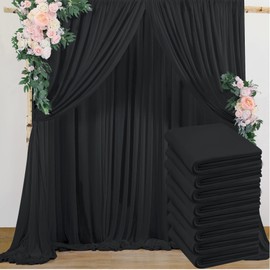 40ftx10ft Wrinkle-Free Black Backdrop Curtain Drapes,Not See-Through 8 Panels 5ftx10ft Backdrop Curtains for Wedding, Birthday, Baby Shower