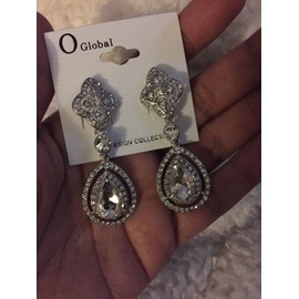 2.25' Clear Crystal Pageant White Silver Wedding Long Rhinestone Bridal Earrings Jewelry Earrings for Women #3298FE4937