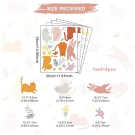 Cat Wall Decals - Boys and Girls Nursery Decor, Colorful Pet Cat Flower Floral Wall Decal,Removable Vinyl Art Murals for Living Room Baby Rooms Bedroom Toilet House DIY Decoration