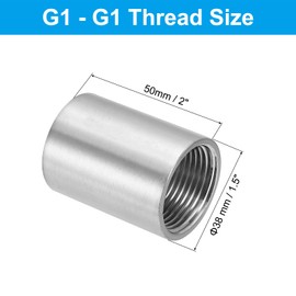 PATIKIL 304 Stainless Steel Pipe Fitting 1" NPT x 1" NPT Female Thread, 2inch/50mm Length Nipple Cast Pipe Coupling Fitting Connector