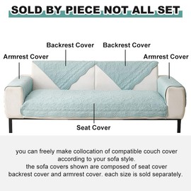 vctops Cotton Embroidery Couch Cover Neutral Quilted Sofa Cover Anti Slip Sectional Couch Covers Washable Sofa Slipcover for Dogs, Children, Pets Furniture Protector (Blue Green,28"x28")