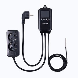 NEMAXX® NTP16 Digital Programmable 230 V Temperature Controller with NTC - Temperature Sensor Thermostat up to 3000 W - 2 x Socket for Cooling Devices and Heaters - Programmable for the Whole Week