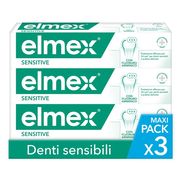 elmex Sensitive Toothpaste Gel 3 x 75ml Treatment for Sensitive Teeth Relief and Effective Protection Against Tooth Sensitivity with Aminofluoride