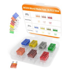 Micro2 (Dual Blade) / APT, ATR/Car Fuse Assortment Kit, 35 Pieces, M2 Automotive Blade Fuse, 7 Current Ratings - 5A/ 7.5A/ 10A/ 15A/ 20A/ 25A/ 30A.