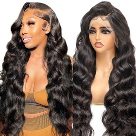 200% Density Body Wave Human Hair Wig, 13 x 4 Lace Front Wig, Women's Real Hair, Black Glueless Wig, Human Hair for Black Women, 14 Inches