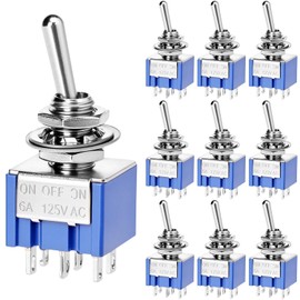 QWORK® MTS-203 3 Positionen DPDT Kippschalter, 6 Pin AC 125 V 6 A EIN-AUS-EIN, 10 Stücke