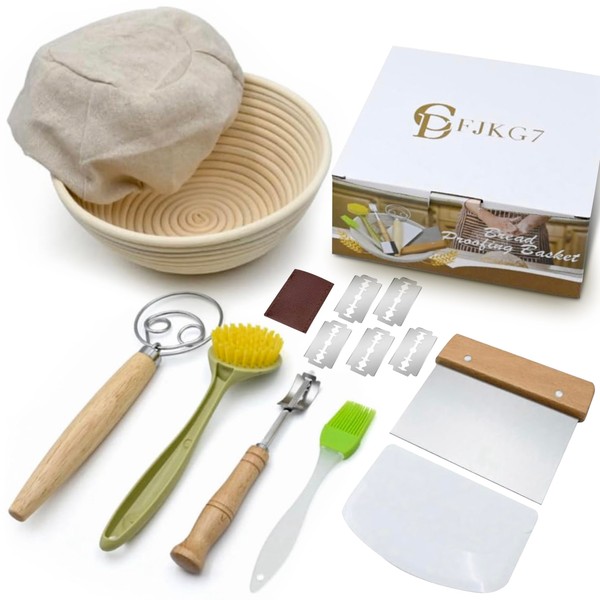 Beginner Sourdough Starter Kit w/ 9" Round Banneton Bread Proofing