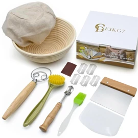 Beginner Sourdough Starter Kit w/ 9" Round Banneton Bread Proofing Basket - Sourdough Starter Kit - Sourdough Starter Kit Beginners - Sour Dough Starter Kit - Sourdough Bread Kit