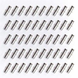 LanYing Pack of 50 Shelf Brackets, Diameter 6 mm, Metal Shelf Supports with Ring, Supports Shelf Support, Nickel Plated Shelf Pins for Cupboard, Bookcase, Shelves RZ013