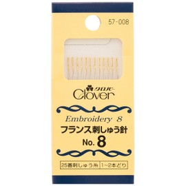 Clover 57-008 French Embroidery Needles, No. 8, Pack of 12