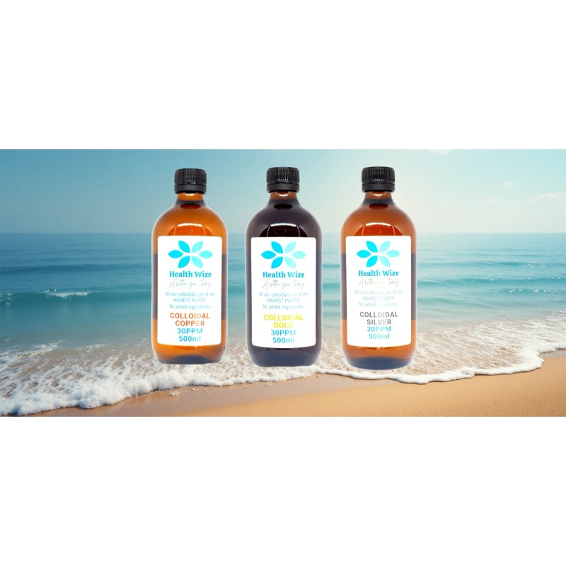 Cobre coloidal, oro coloidal y plata coloidal 3 botellas 500