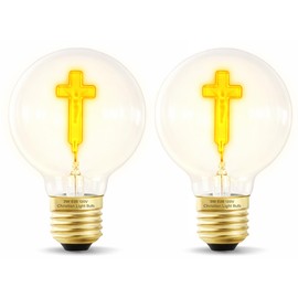 Mandala Crafts 3W Cross Light Bulbs with Crucifix Design (2 Pack) – Catholic & Orthodox Christian Decorative Light Bulb, Religious Accent Lamp, Clear Glass, E26 Base, Church & Home Altar Décor