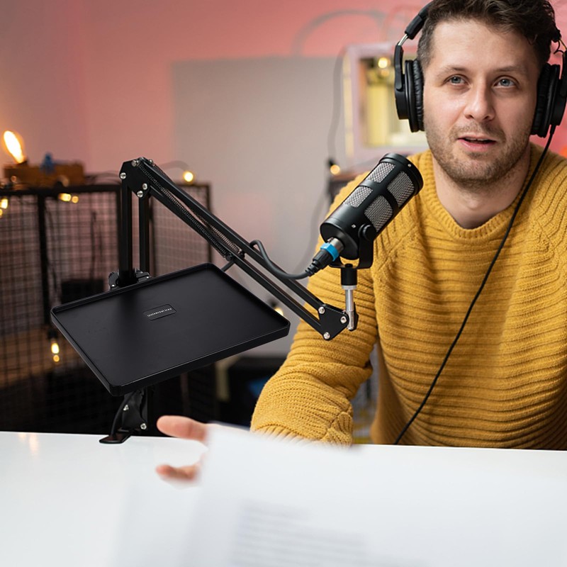 Operitacx Universal Microphone Tray, Adjustable Microphone Compartment with Clip on