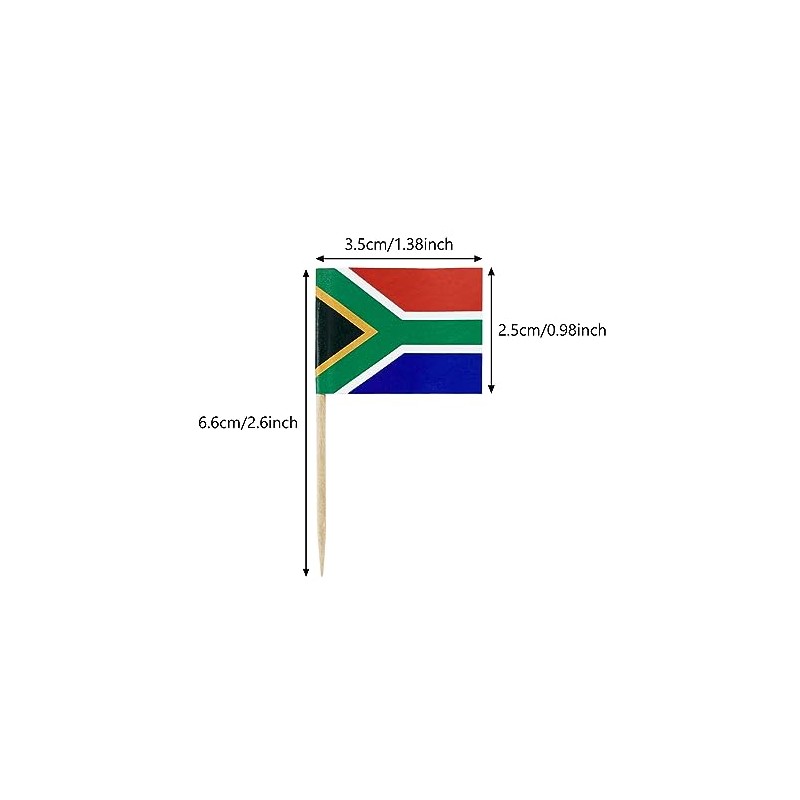 100 Pcs South Africa Flag South African Toothpick Flags Cocktail