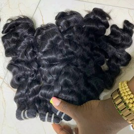 14a Grade Human Hair Bundles Bone Straight Original Burmese Curly Human Hair Wigs Bundles Supplierstyle: Afro Wave, color: Black, Stretched Length: 12 inches