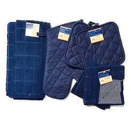 Home Collection 7 Piece Towel Set - 2 Towels - 2 Pot Holders -1 Oven Mitt -2 Scrubber Dish Cloths