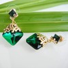 Navachi 18k Gold Plated Crystal Flower Leaves Square Green Zircon