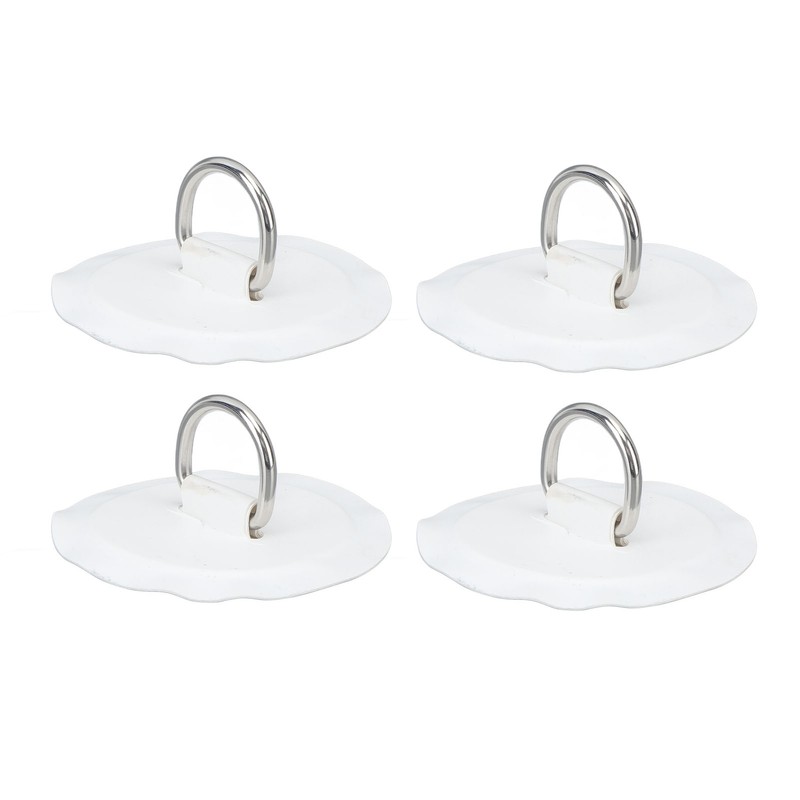 4PCS D Ring Patch PVC Round Shape Strong Stainless Steel