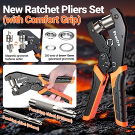Preciva Grommet Tool Kit of 3/8" and 1/4", Interchangeable Double Head Handheld Grommet kit with 280pcs Eyelets and Grommets for Tarp Leather Fabric