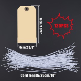 SAVITA 120pcs Manila Tags, Vintage Hangtags Blank Shipping Tags Manila Hang Tags with Elastic String for Clothing, Wine Bottles, Transportation,Gift