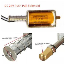 Apoesar Push Pull Solenoid DC 24V 35mm Long Stroke Small Electromagnetic Solenoids Electric Magnet For Automobiles, DIY (DC 24V)