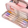 Pencil Pouch With 3 Compartments Large Capacity Double Opening Soft