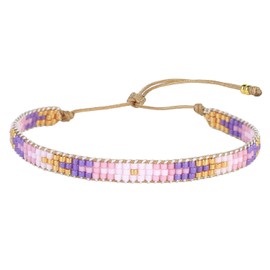 KELITCH Friendship Bracelet Colourful Stackable Beads Bangle Meaningful Jewellery for Women, Glass