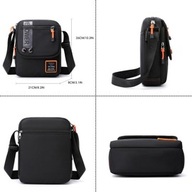 Leaper Shoulder Bag, Men's, Crossbody Messenger Bag, Shoulder Bag, Smartphone Shoulder Bag, Waterproof, 2-Way for Work or School, Travel, Outdoors, Lightweight, Popular, Outings, a-black