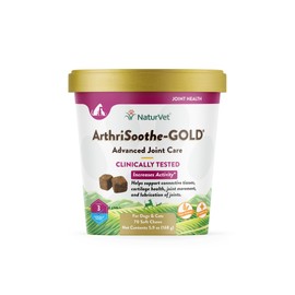NaturVet ArthriSoothe-Gold Level 3 Advanced Joint Care for Dogs – Soft Chew Dog Supplement with Glucosamine, MSM, Chondroitin & Hyaluronic Acid – Wheat-Free Pet Supplements – 70 Ct.