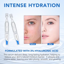Hyaluronic Acid Tubes, 3% Hyaluronic Acid Serum Ultra Moisturising Bottles for Face & Skin, Pre-Make-up SkinCare, Anti-Ageing Serum for Sensitive Skin, Deep Moisturising Facial Serum - 30pcs/Box