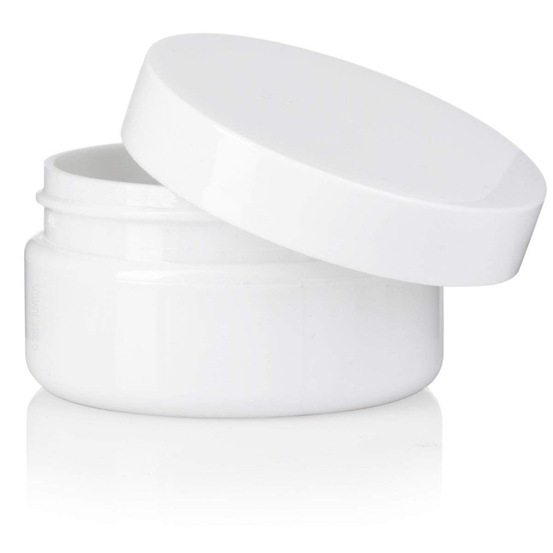 2 oz White Plastic Low Profile Jar with White Smooth