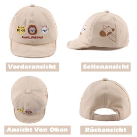 XIAOHAWANG Summer Baby Baseball Cap Boys Toddler Cap with Beautiful Embroidery Spring Baby Girls Peaked Cap, Beige Animal Partner