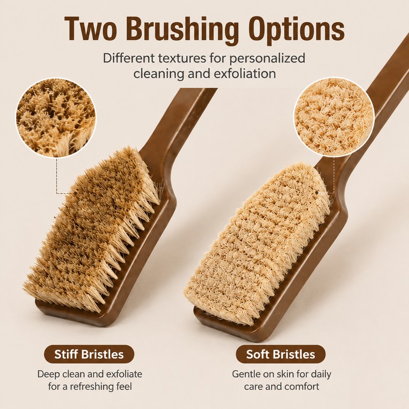 Long Handle Back Scrubber for Shower – Curved Body Brush