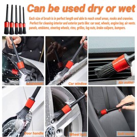 QeeHeng 10 Pcs Car Detailing Set Car Cleaning Brush Set Car Interior Detail Set for Indoor Outdoor Wheel Dashboard Leather Emblems