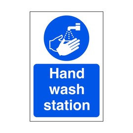 Safety First Display LTD Hand wash station - kitchen signs, signage - 1.2mm Rigid plastic for indoor/outdoor usage (400mm x 300mm) Viewing Distance within 14m.