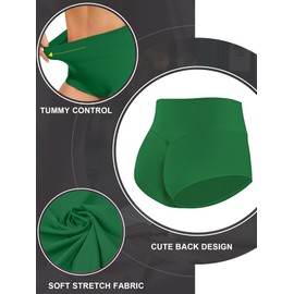 Pantalones cortos de yoga recortados para levantamiento de glúteos, pantalones cortos de cintura alta, para entrenamiento de gimnasio, Verde, M