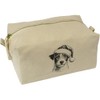 'Jack Russell Dog Wearing Santa Hat' Canvas Wash Bag/Makeup Case