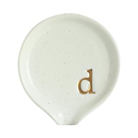 COLLECTIVE HOME - Ceramic Coffee Spoon Rest, Monogram Ceramic Spoon Holder, 3.8 Inches Coffee Spoon Holder, Mini Teaspoon Rest, Small Spoon Holder for Stove Coffee Bar (d)