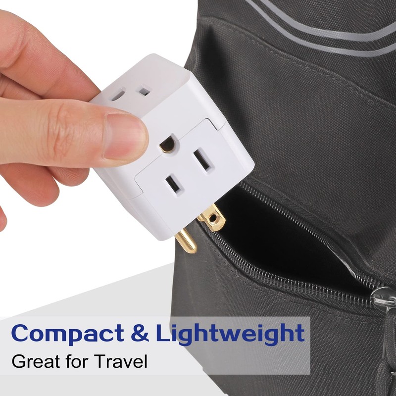 3 Outlet Wall Adapter Cube Tap, UL Listed 3 Prong